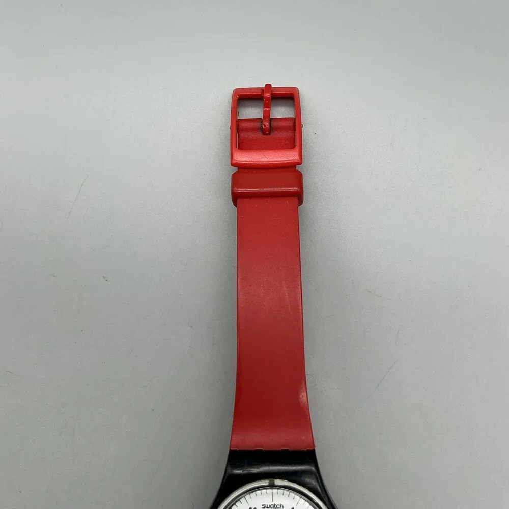 Vintage Swatch Chrono Tech Womens Watch 25mm White Black Dial Swiss New Battery